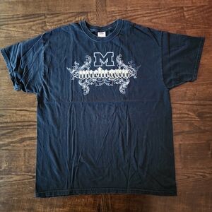Y2K Vintage Style Michigan Wolverines T-shirt - Black & Gold - XL